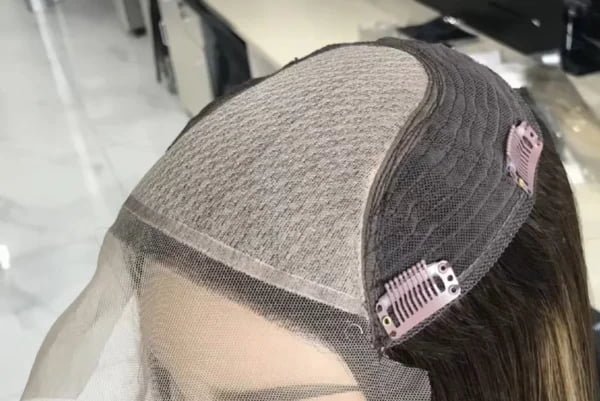 Bundles of raw human hair before processing