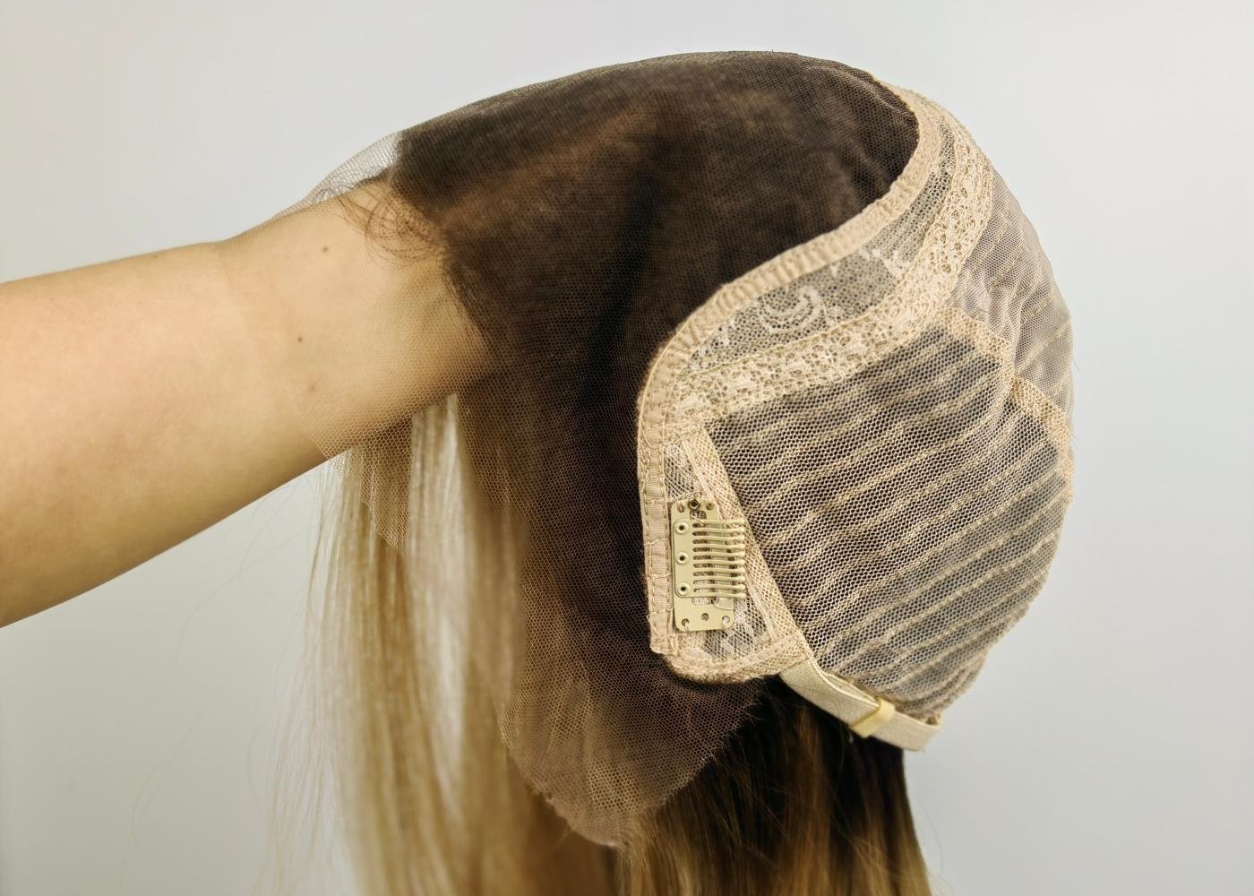 Premium lace front wig showing natural hairline and invisible lace detail