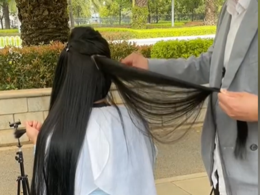 Premium virgin human hair showing natural texture and quality