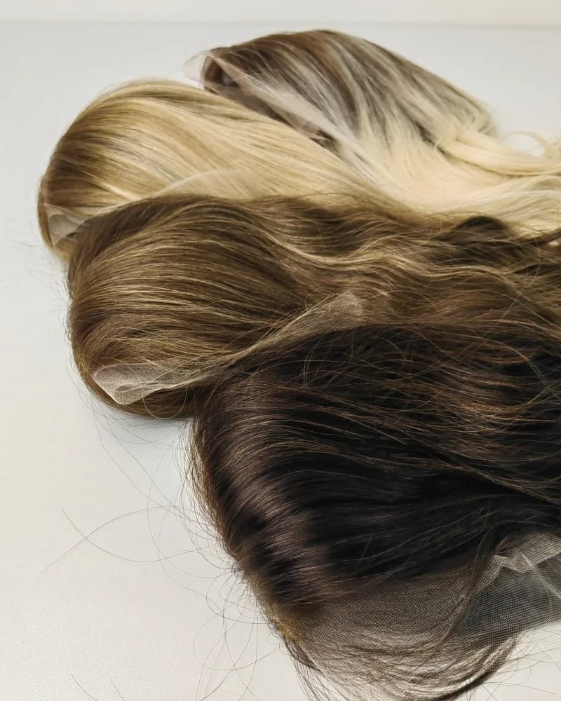 Custom lace wig manufacturing showing various cap constructions and lace options