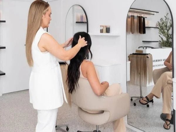 High-end salon boutique with premium wig display