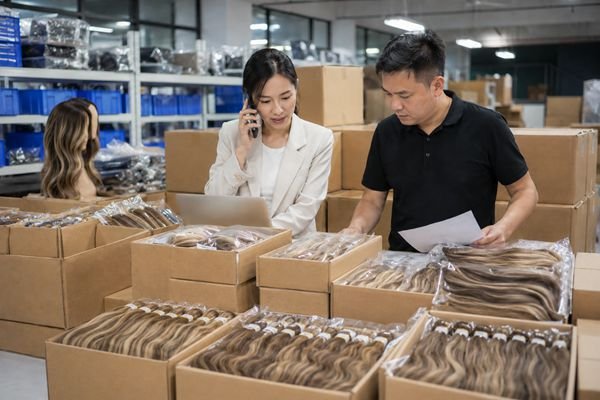 Shipping boxes in a warehouse ready for international delivery